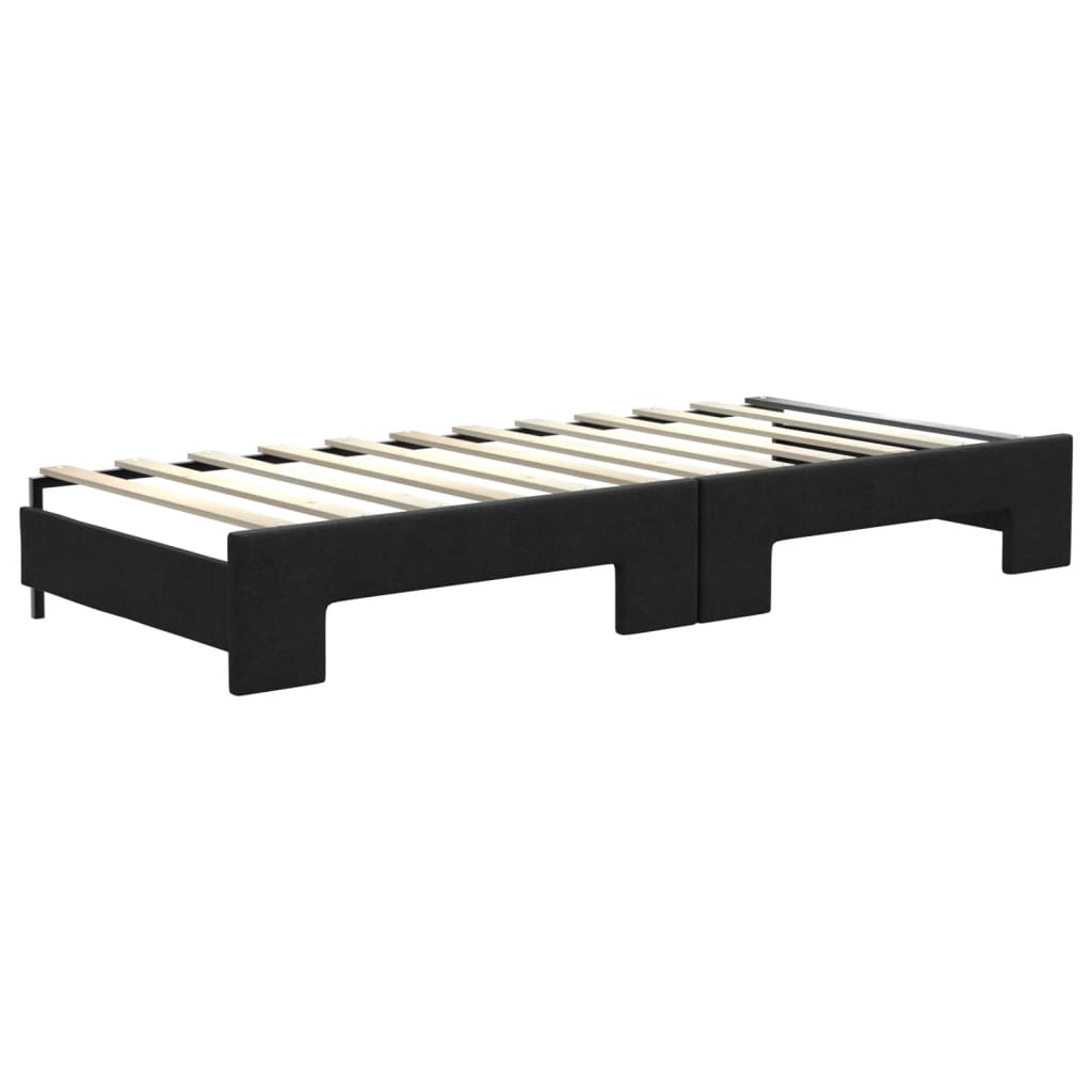 vidaXL Sofa rozsuwana z materacami, czarna, 80x200 cm, tkanina
