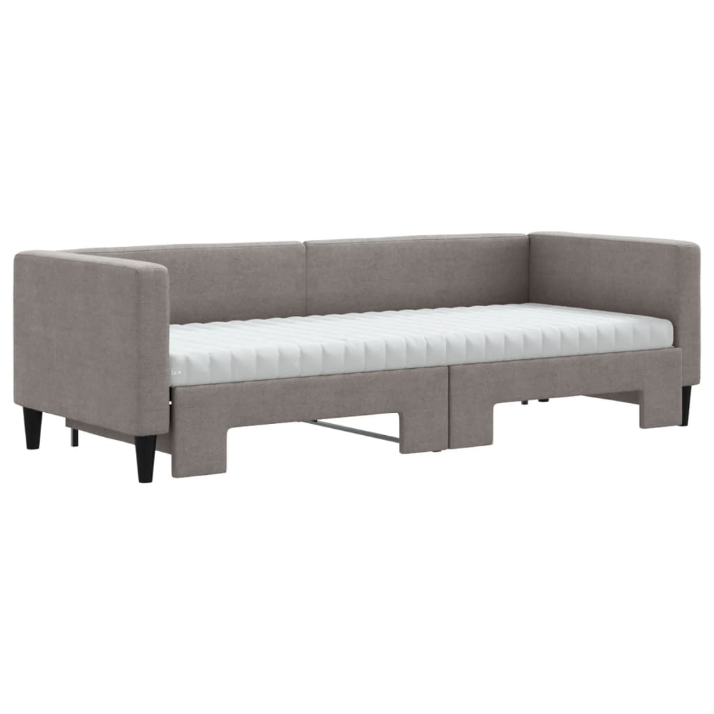 vidaXL Sofa rozsuwana z materacami, kolor taupe, 80x200 cm, tkanina