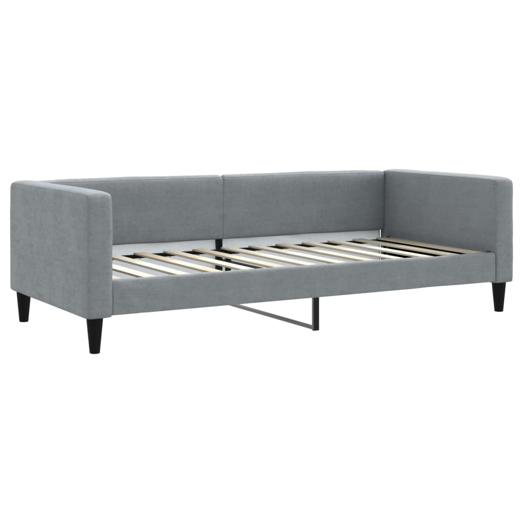 vidaXL Sofa rozsuwana z materacami, jasnoszara, 90x200 cm, tkanina