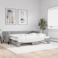 vidaXL Sofa rozsuwana z materacami, jasnoszara, 90x200 cm, tkanina