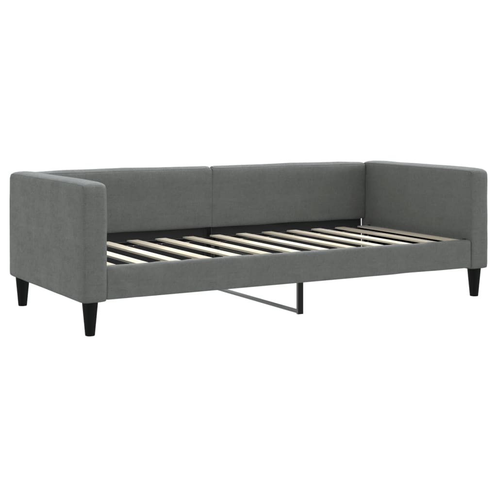 vidaXL Sofa rozsuwana z materacami, ciemnoszara, 90x200 cm, tkanina