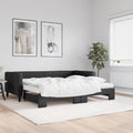 vidaXL Sofa rozsuwana z materacami, czarna, 90x200 cm, tkanina