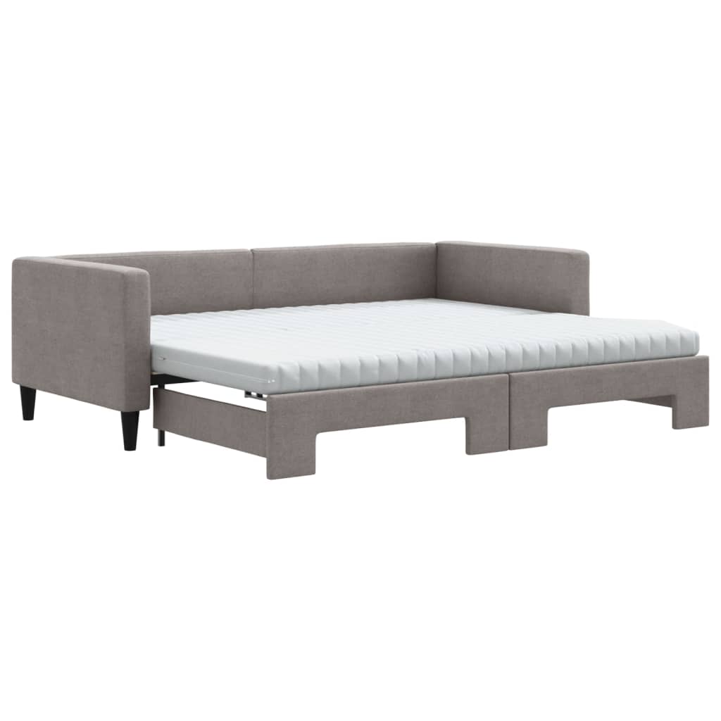 vidaXL Sofa rozsuwana z materacami, kolor taupe, 90x200 cm, tkanina