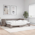vidaXL Sofa rozsuwana z materacami, kolor taupe, 90x200 cm, tkanina