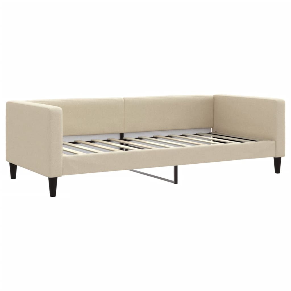 vidaXL Sofa rozsuwana z materacami, kremowa, 90x200 cm, tkanina