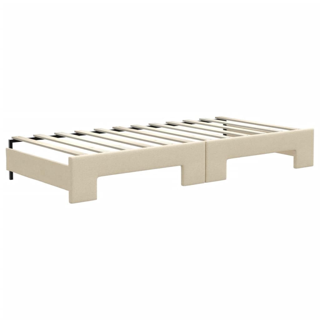 vidaXL Sofa rozsuwana z materacami, kremowa, 90x200 cm, tkanina