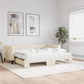 vidaXL Sofa rozsuwana z materacami, kremowa, 90x200 cm, tkanina