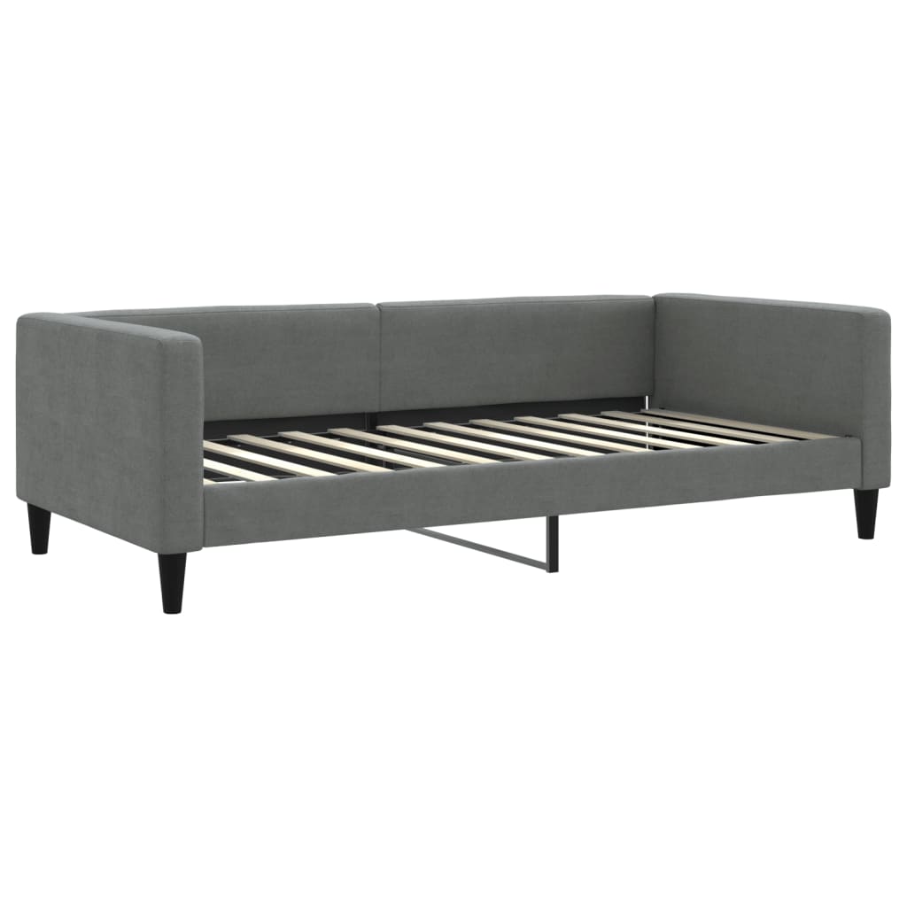 vidaXL Sofa rozsuwana z materacami, ciemnoszara, 100x200 cm, tkanina