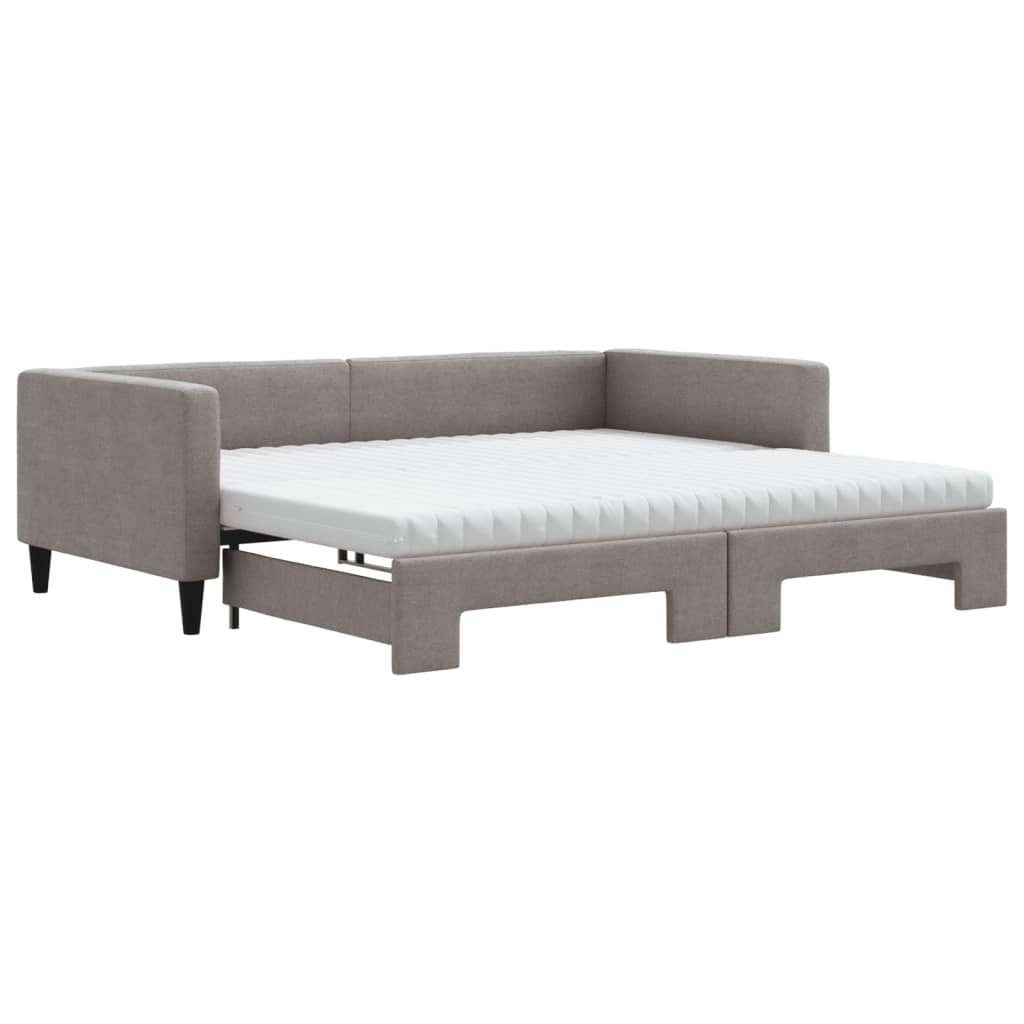 vidaXL Sofa rozsuwana z materacami, kolor taupe, 100x200 cm, tkanina
