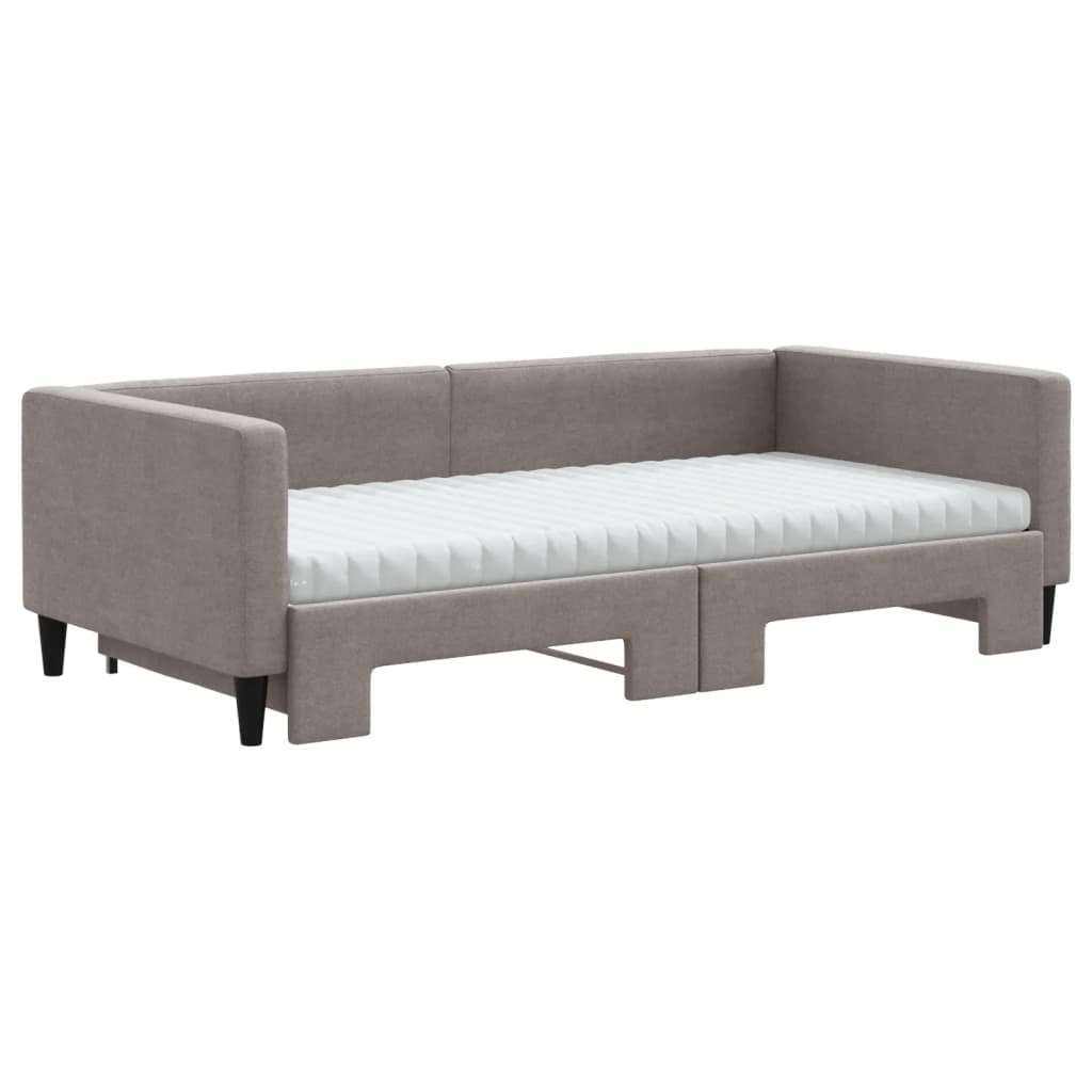vidaXL Sofa rozsuwana z materacami, kolor taupe, 100x200 cm, tkanina