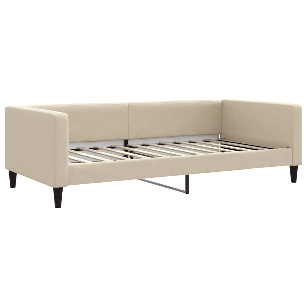 vidaXL Sofa rozsuwana z materacami, kremowa, 100x200 cm, tkanina