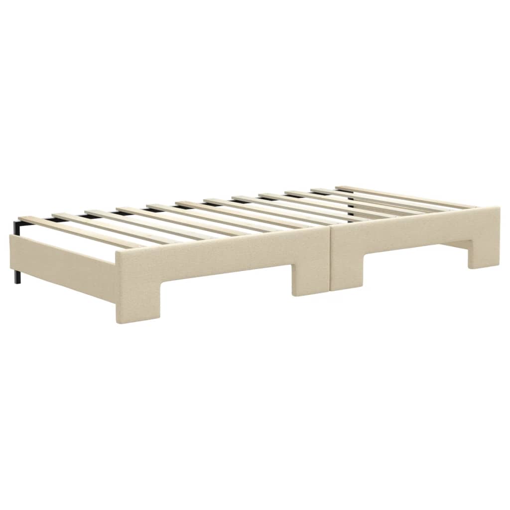vidaXL Sofa rozsuwana z materacami, kremowa, 100x200 cm, tkanina