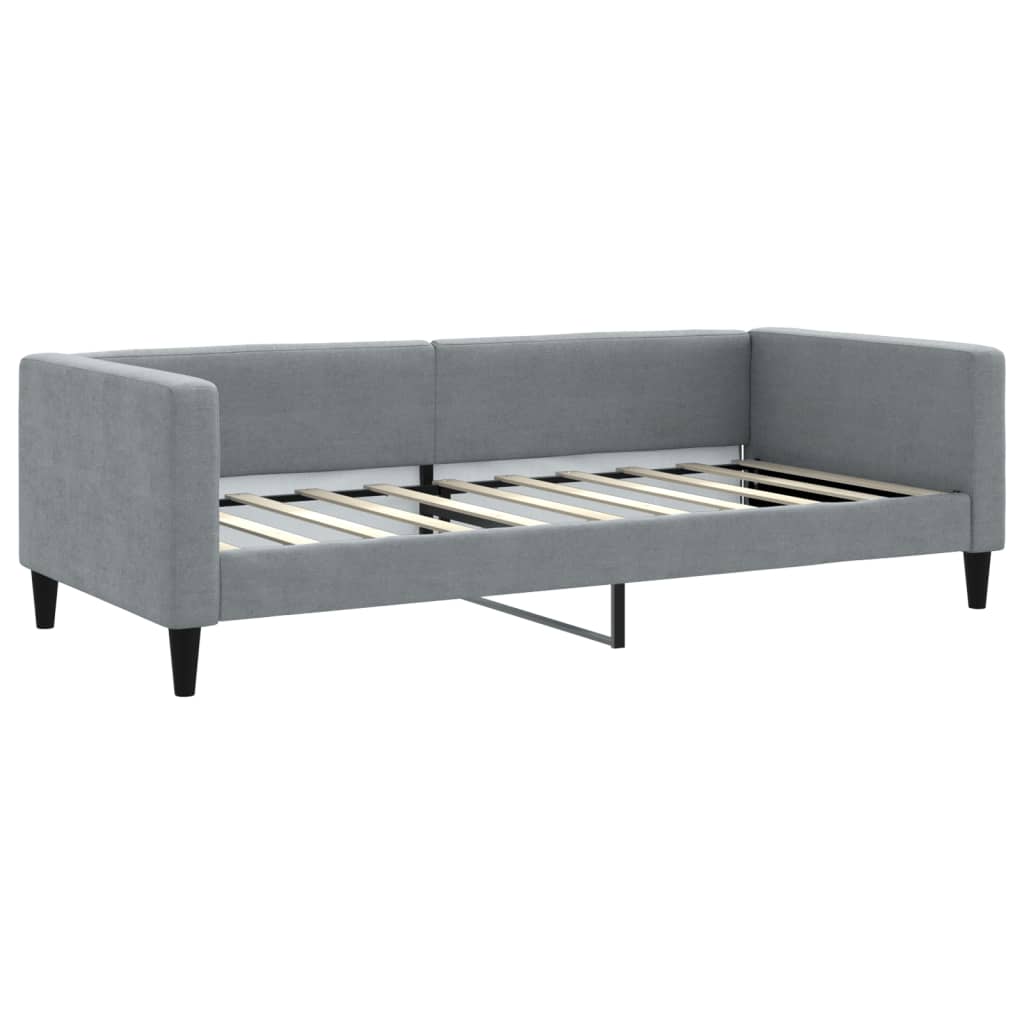 vidaXL Sofa rozsuwana z materacami, jasnoszara, 90x190 cm, tkanina