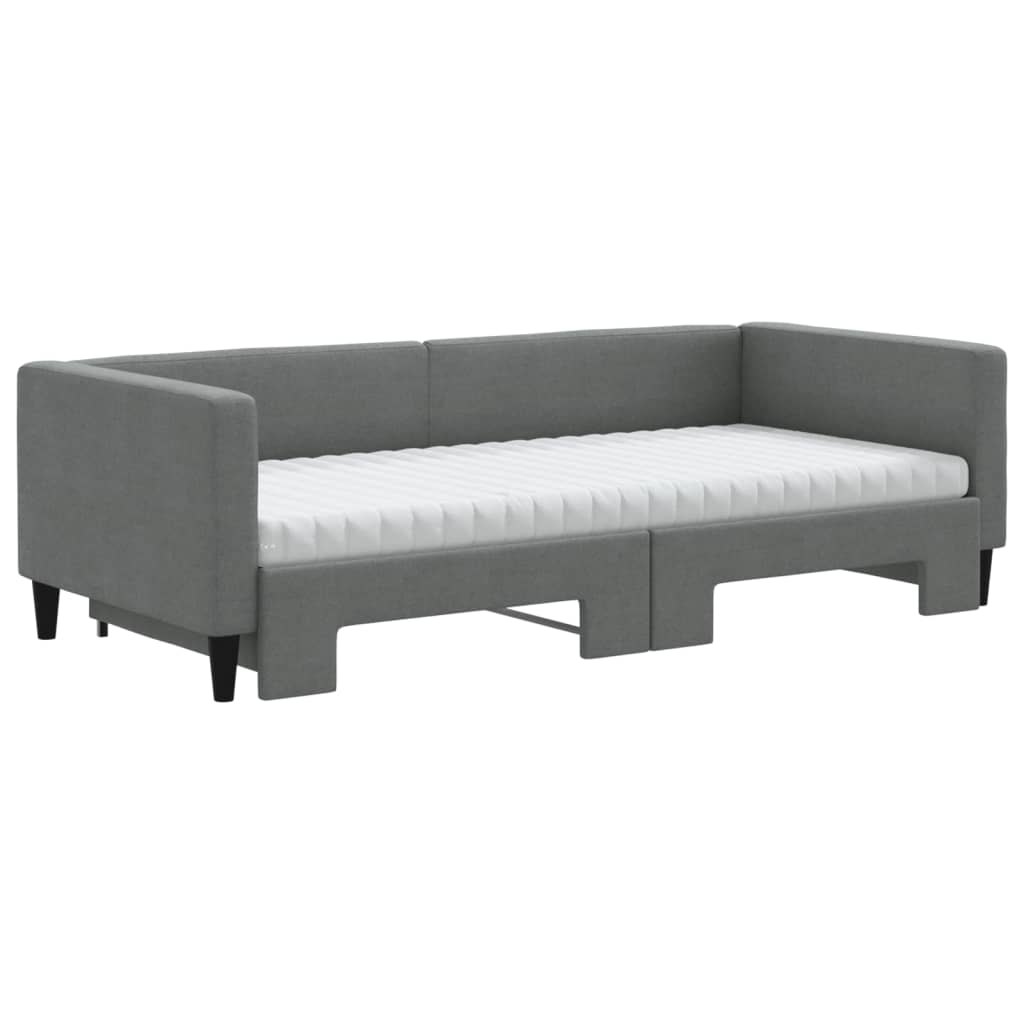 vidaXL Sofa rozsuwana z materacami, ciemnoszara, 90x190 cm, tkanina