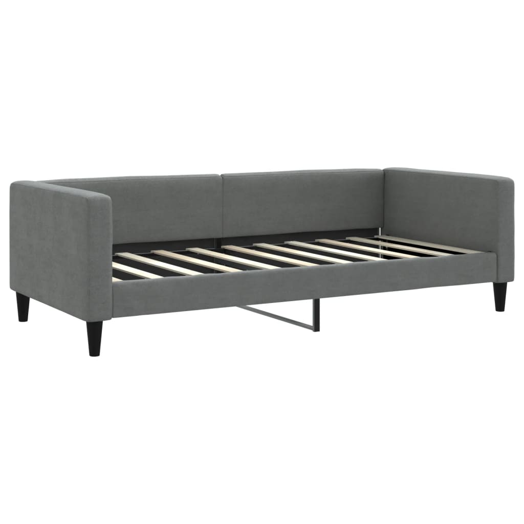 vidaXL Sofa rozsuwana z materacami, ciemnoszara, 90x190 cm, tkanina