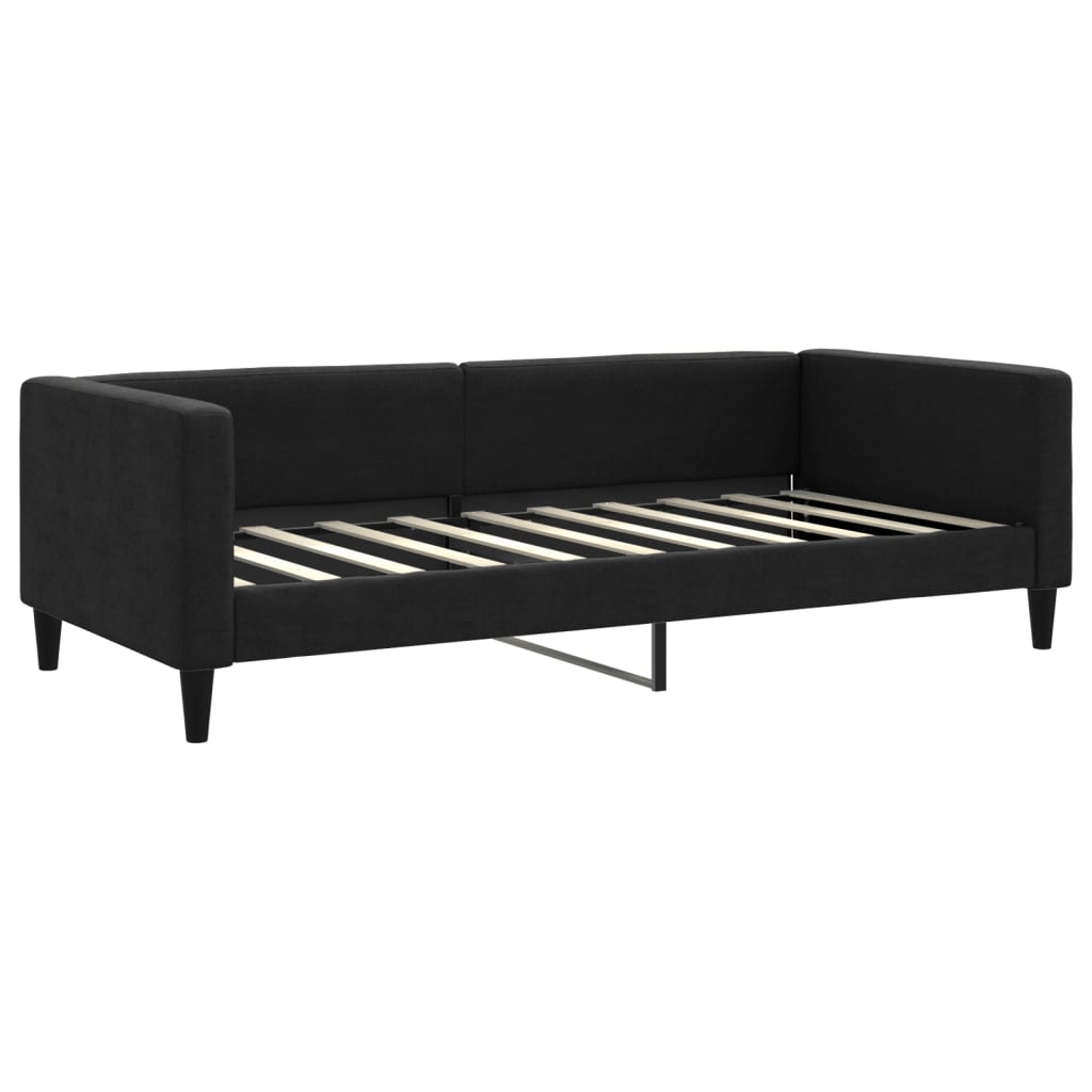 vidaXL Sofa rozsuwana z materacami, czarna, 90x190 cm, tkanina