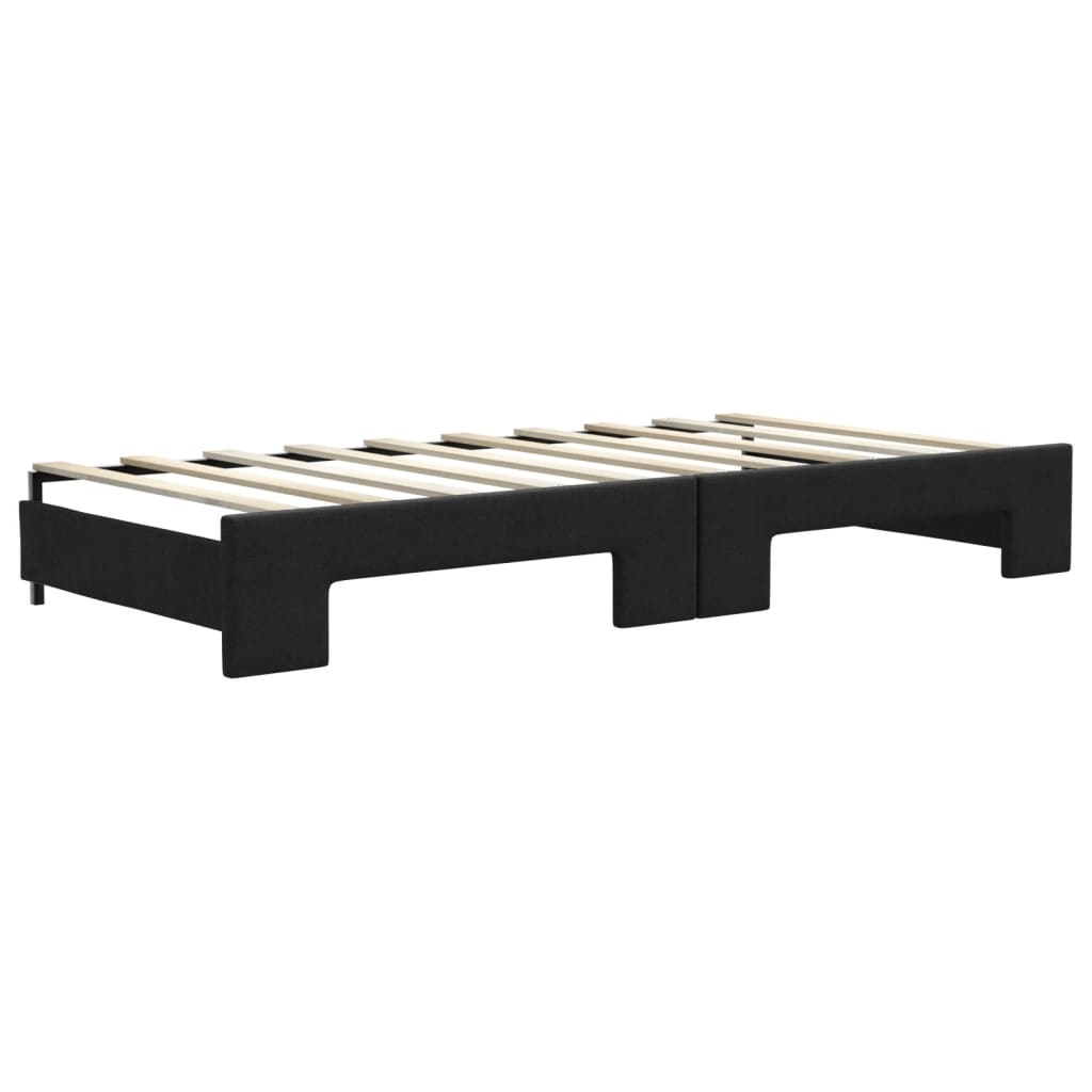 vidaXL Sofa rozsuwana z materacami, czarna, 90x190 cm, tkanina
