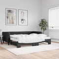 vidaXL Sofa rozsuwana z materacami, czarna, 90x190 cm, tkanina