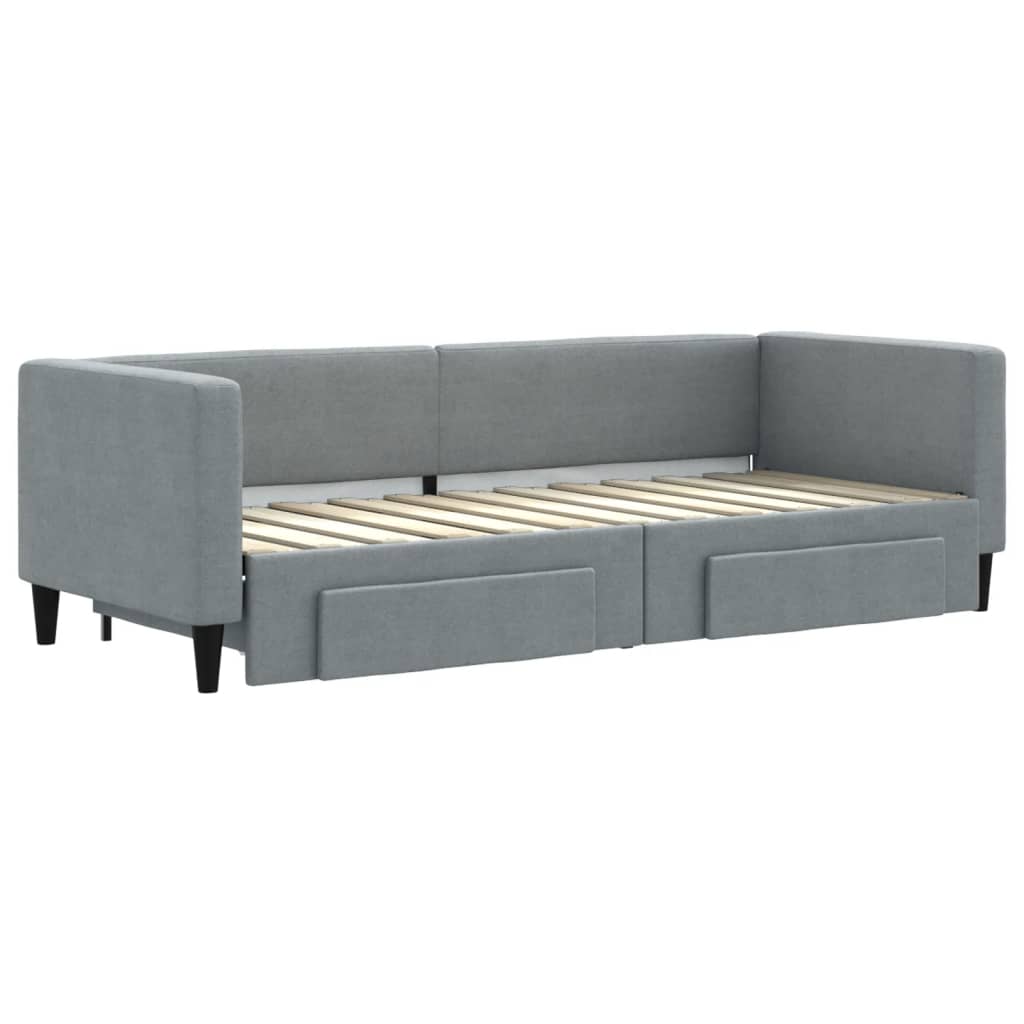 vidaXL Sofa rozsuwana z szufladami, jasnoszara, 80x200 cm, tkanina