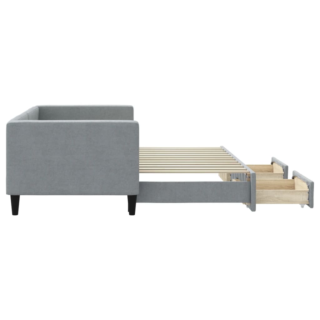 vidaXL Sofa rozsuwana z szufladami, jasnoszara, 80x200 cm, tkanina