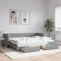 vidaXL Sofa rozsuwana z szufladami, jasnoszara, 80x200 cm, tkanina