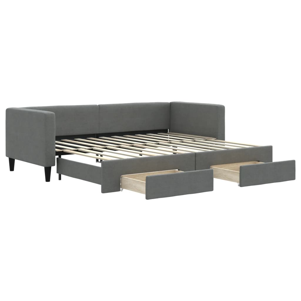 vidaXL Sofa rozsuwana z szufladami, ciemnoszara, 80x200 cm, tkanina