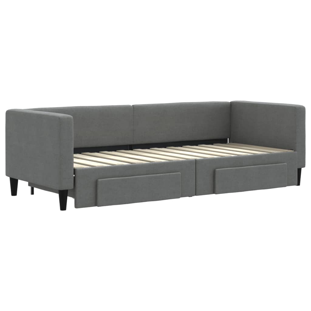 vidaXL Sofa rozsuwana z szufladami, ciemnoszara, 80x200 cm, tkanina