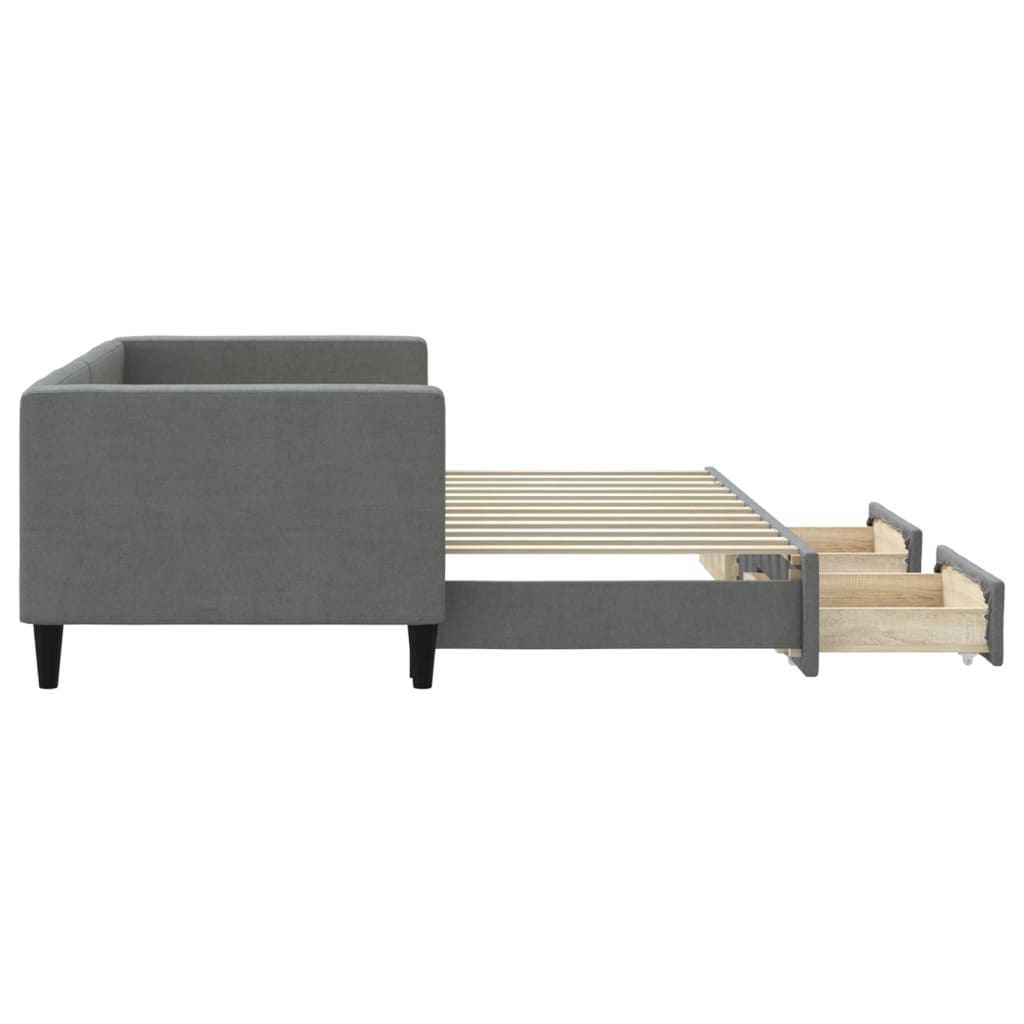 vidaXL Sofa rozsuwana z szufladami, ciemnoszara, 80x200 cm, tkanina