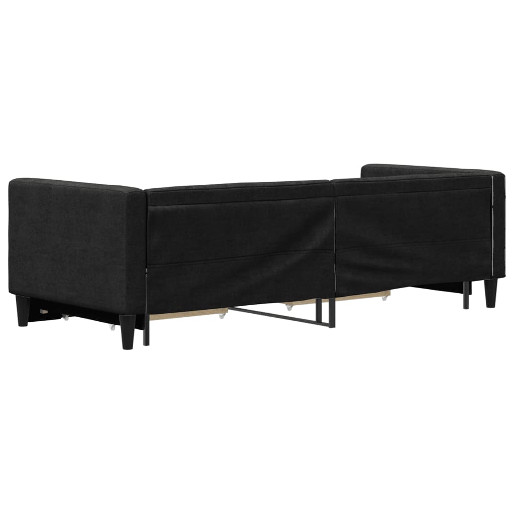 vidaXL Sofa rozsuwana z szufladami, czarna, 80x200 cm, tkanina