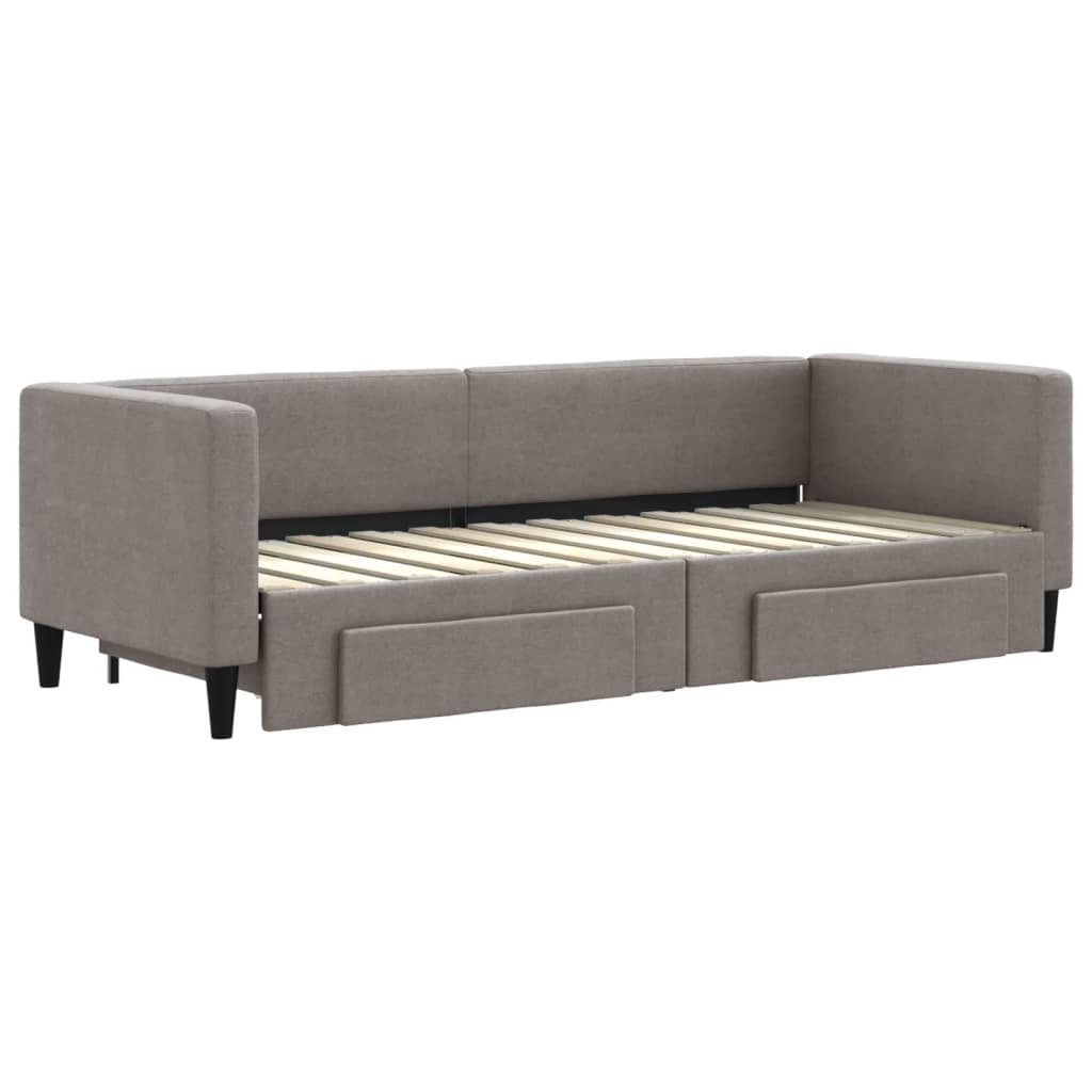 vidaXL Sofa rozsuwana z szufladami, taupe, 80x200 cm, tkanina