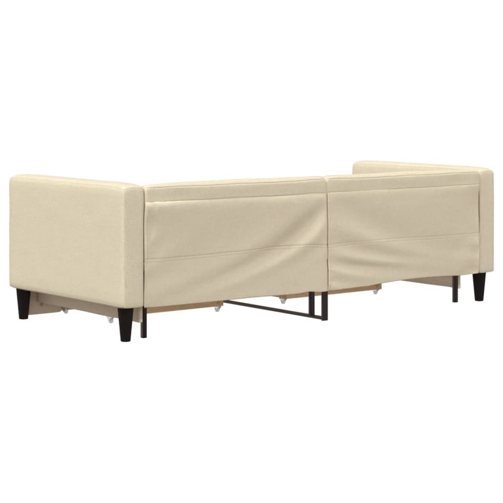 vidaXL Sofa rozsuwana z szufladami, kremowa, 80x200 cm, tkanina