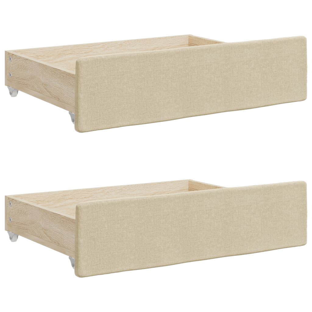 vidaXL Sofa rozsuwana z szufladami, kremowa, 80x200 cm, tkanina