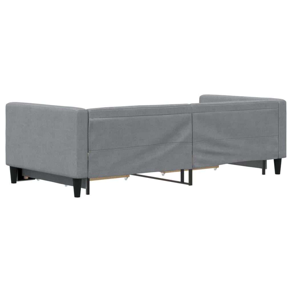 vidaXL Sofa rozsuwana z szufladami, jasnoszara, 90x200 cm, tkanina