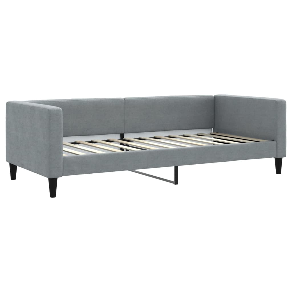 vidaXL Sofa rozsuwana z szufladami, jasnoszara, 90x200 cm, tkanina