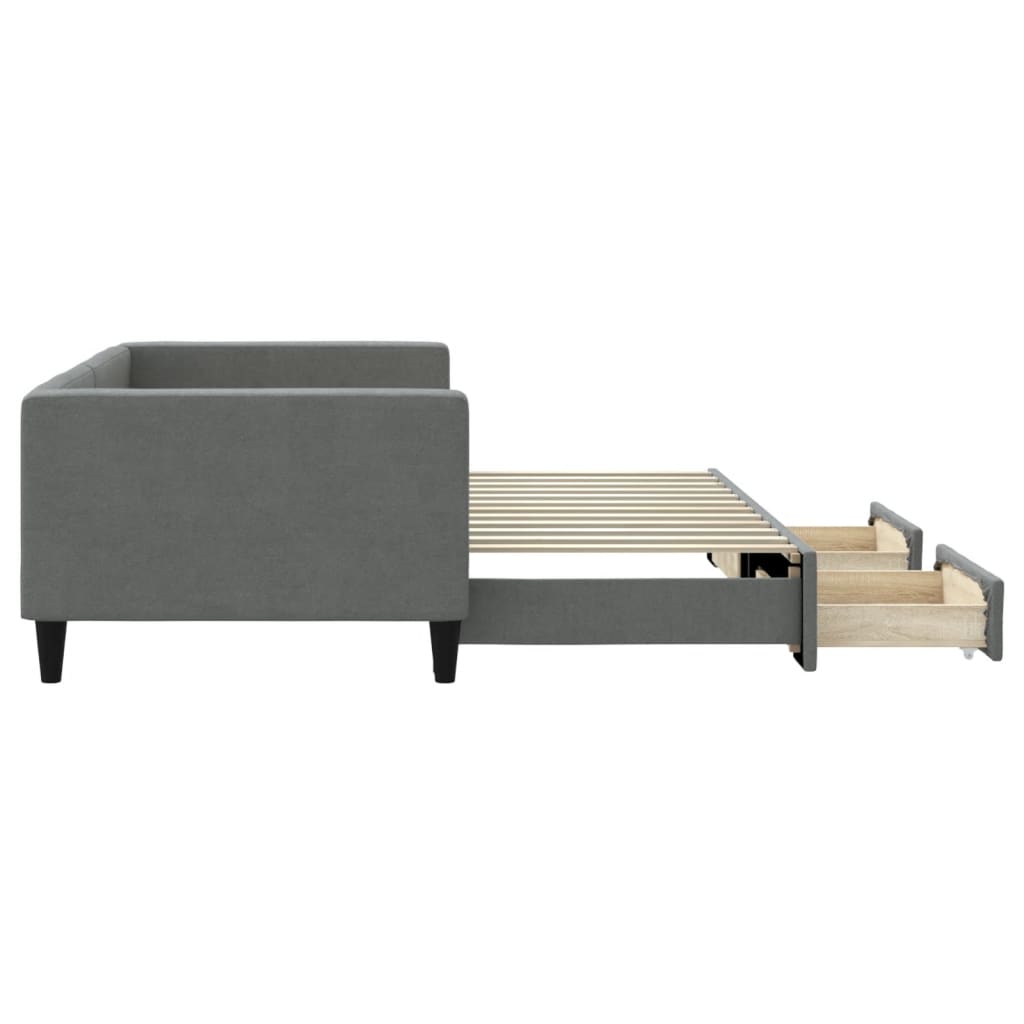 vidaXL Sofa rozsuwana z szufladami, ciemnoszara, 90x200 cm, tkanina