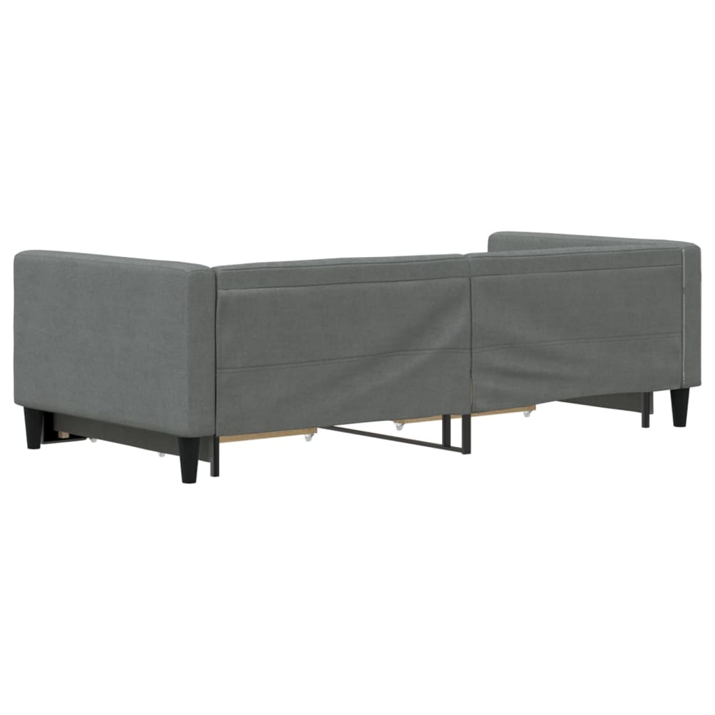 vidaXL Sofa rozsuwana z szufladami, ciemnoszara, 90x200 cm, tkanina