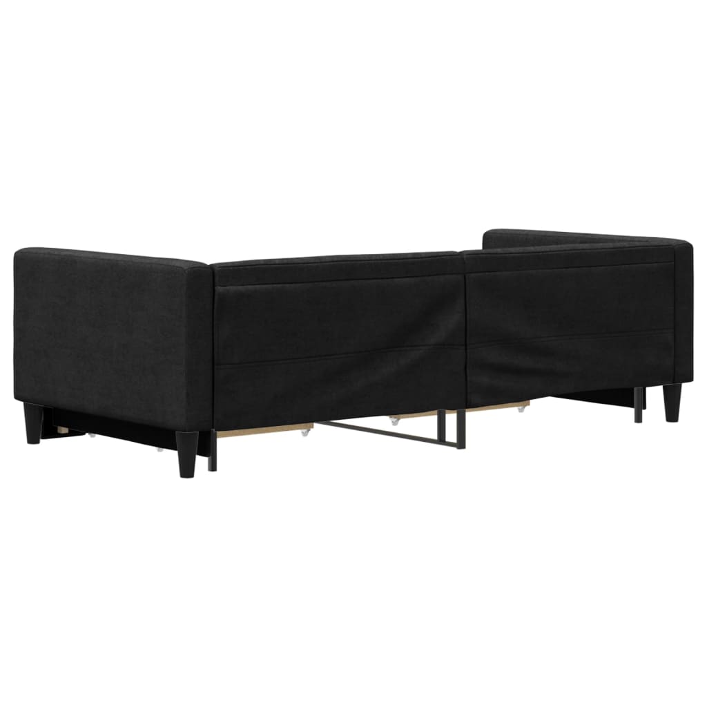 vidaXL Sofa rozsuwana z szufladami, czarna, 90x200 cm, tkanina