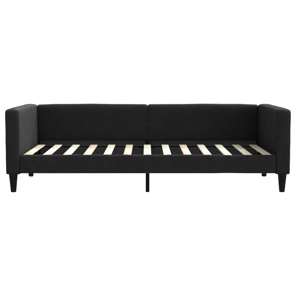 vidaXL Sofa rozsuwana z szufladami, czarna, 90x200 cm, tkanina