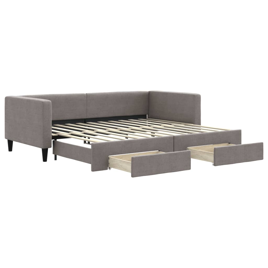 vidaXL Sofa rozsuwana z szufladami, taupe, 90x200 cm, tkanina