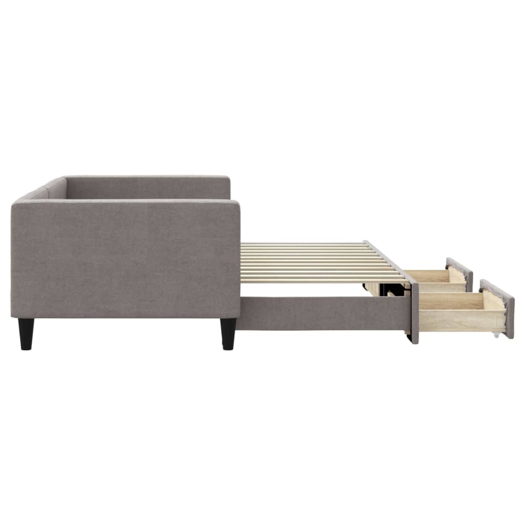 vidaXL Sofa rozsuwana z szufladami, taupe, 90x200 cm, tkanina