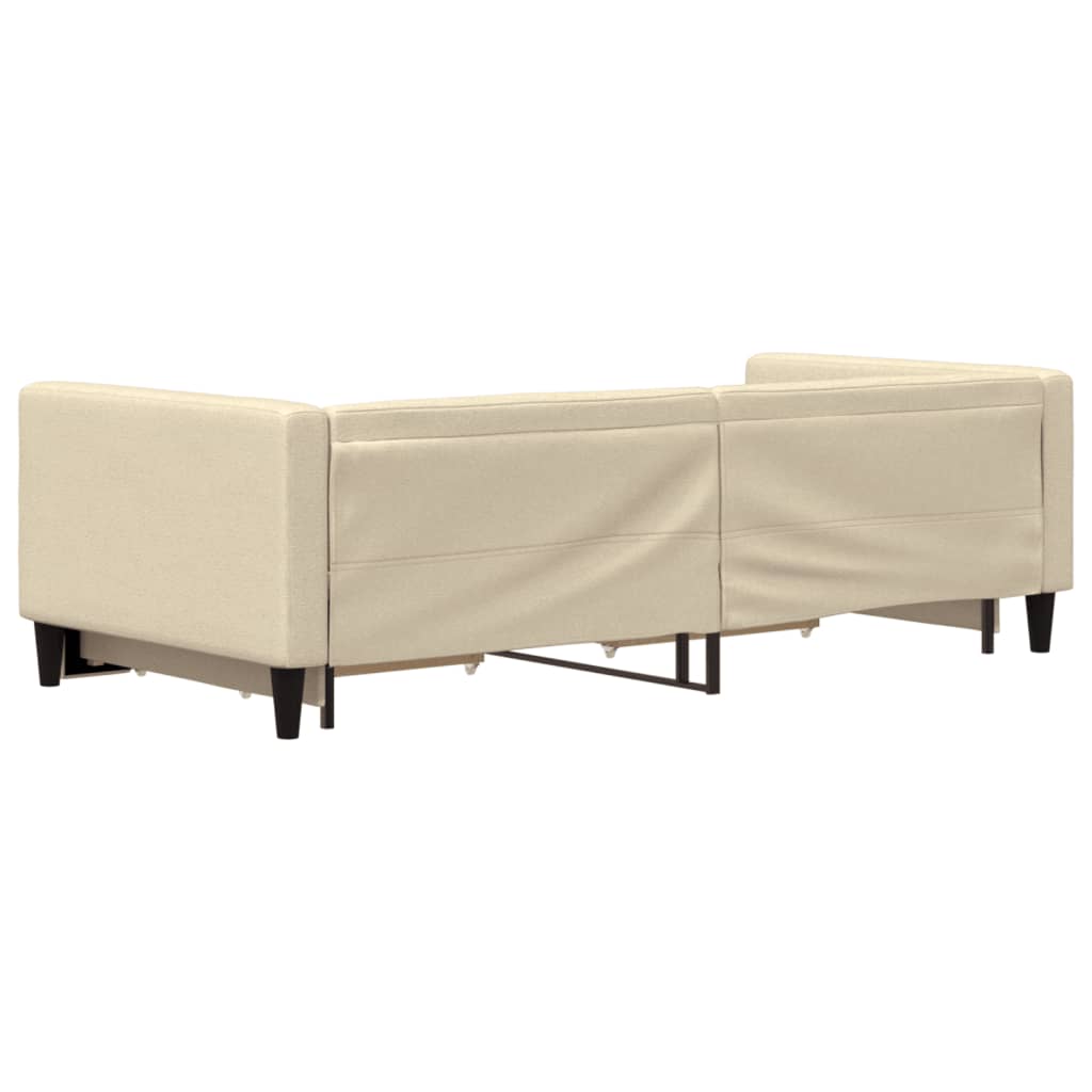vidaXL Sofa rozsuwana z szufladami, kremowa, 90x200 cm, tkanina