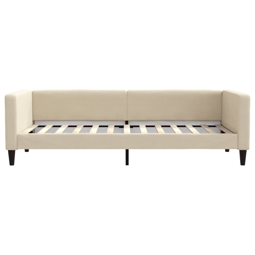 vidaXL Sofa rozsuwana z szufladami, kremowa, 90x200 cm, tkanina