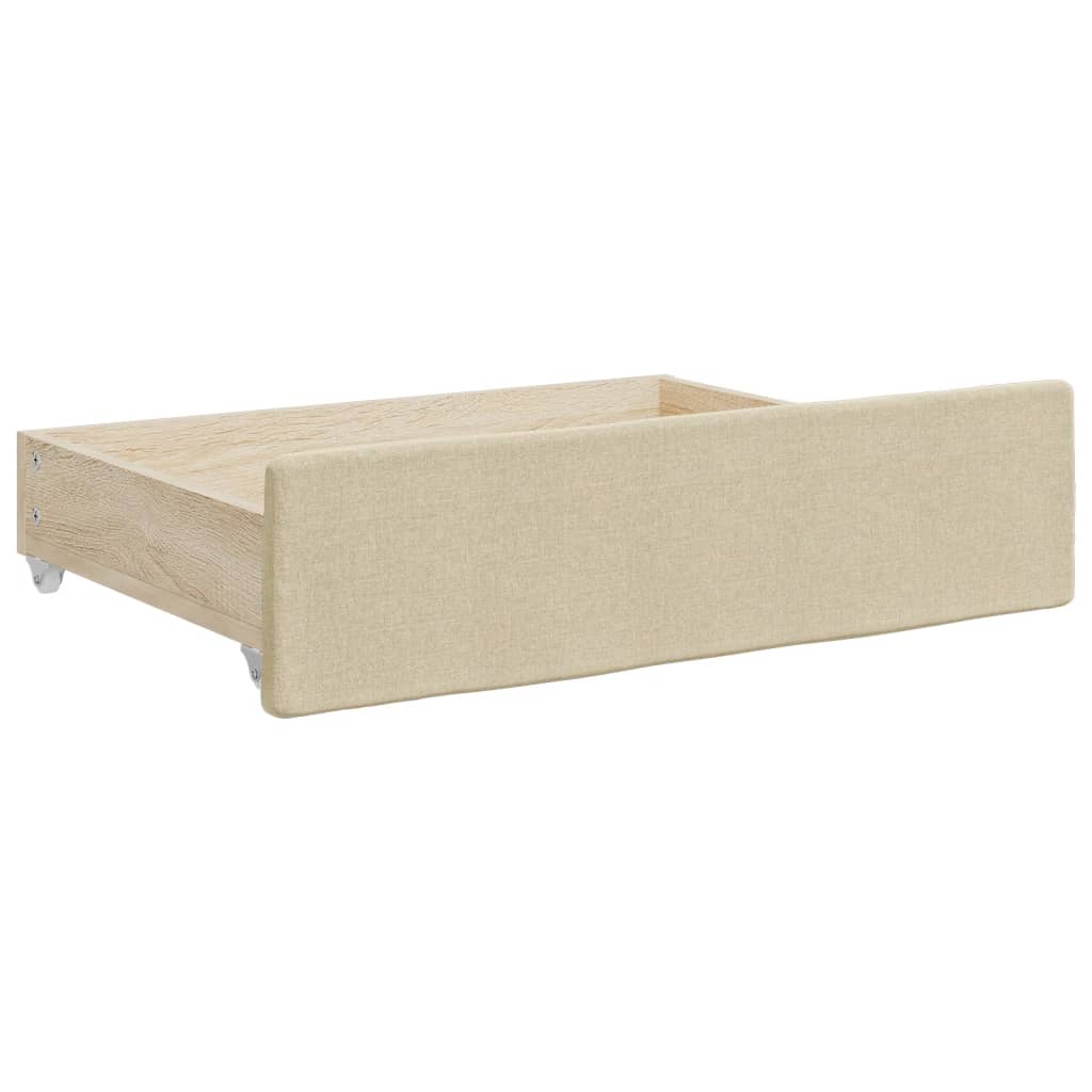 vidaXL Sofa rozsuwana z szufladami, kremowa, 90x200 cm, tkanina