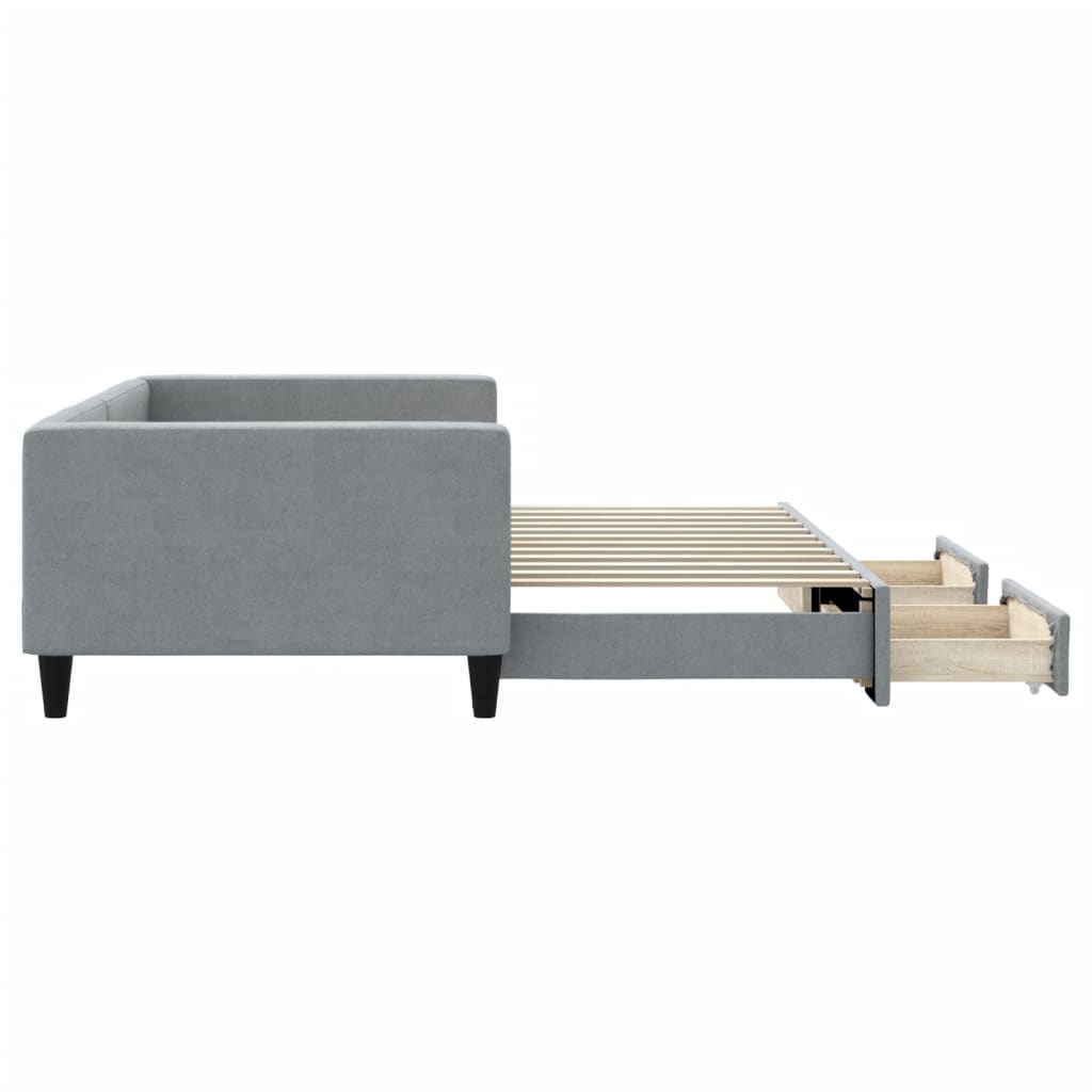 vidaXL Sofa rozsuwana z szufladami, jasnoszara, 100x200 cm, tkanina