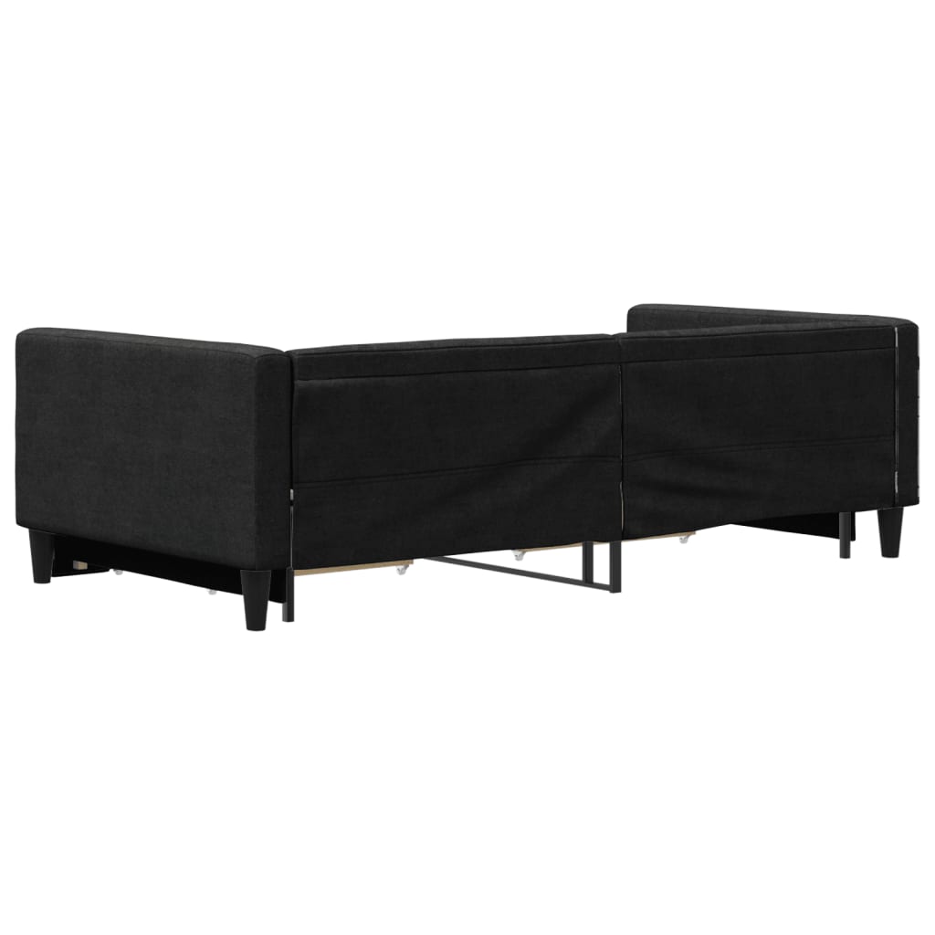 vidaXL Sofa rozsuwana z szufladami, czarna, 100x200 cm, tkanina