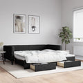 vidaXL Sofa rozsuwana z szufladami, czarna, 100x200 cm, tkanina