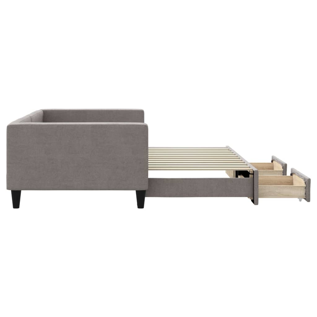 vidaXL Sofa rozsuwana z szufladami, taupe, 100x200 cm, tkanina