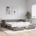 vidaXL Sofa rozsuwana z szufladami, taupe, 100x200 cm, tkanina