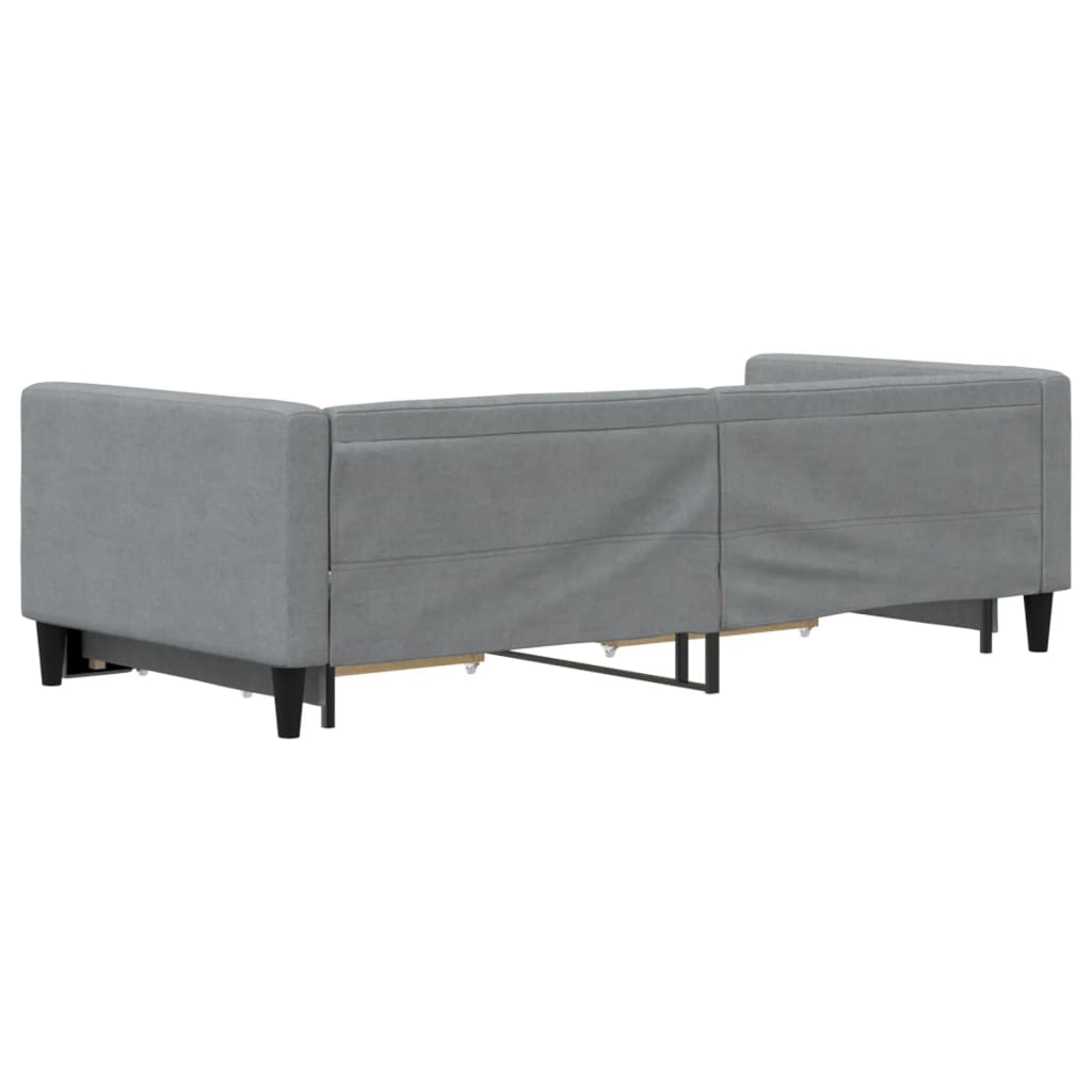 vidaXL Sofa rozsuwana z szufladami, jasnoszara, 90x190 cm, tkanina