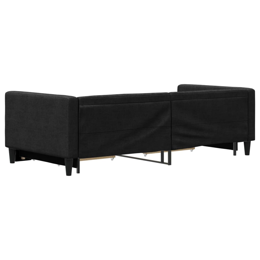 vidaXL Sofa rozsuwana z szufladami, czarna, 90x190 cm, tkanina